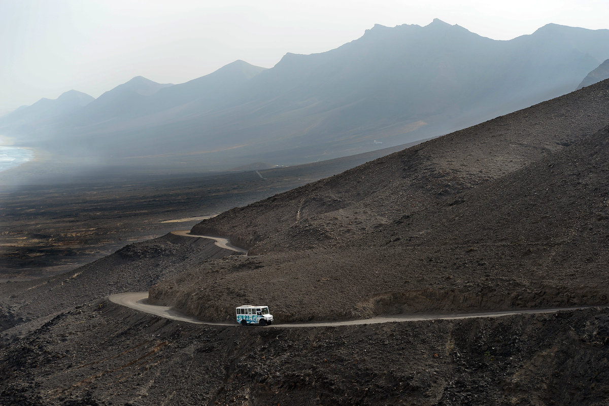 Fuerteventura, Spanien: Blick von Montana Aguda in östlicher Richtung. Aufnahme: 17. Oktober 2017.