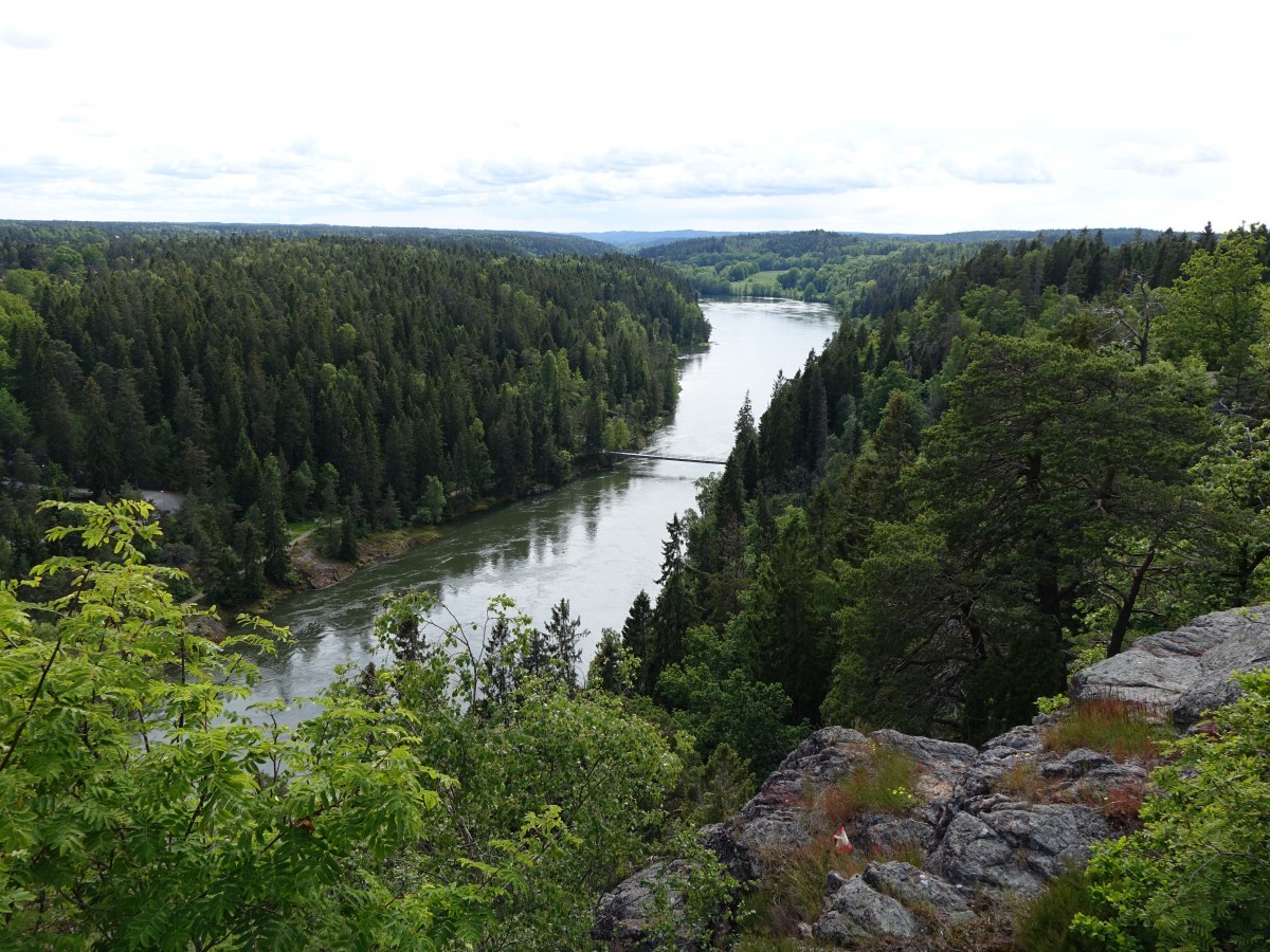 Göta älv Fluss bei Trollhättan vom Kopparklinten Aussichtspunkt (19.06.2015)