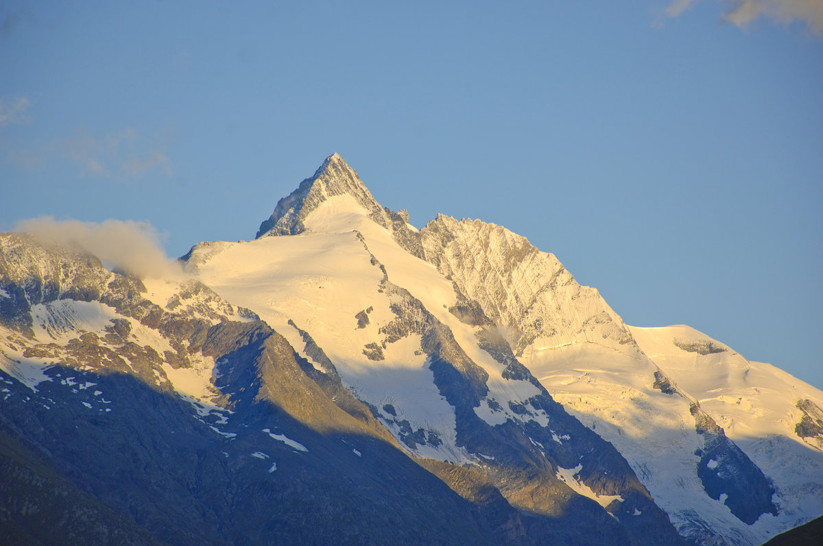 Grossglockner von Untertauern aus gesehen. Aufnahme: 7. August 2016.
