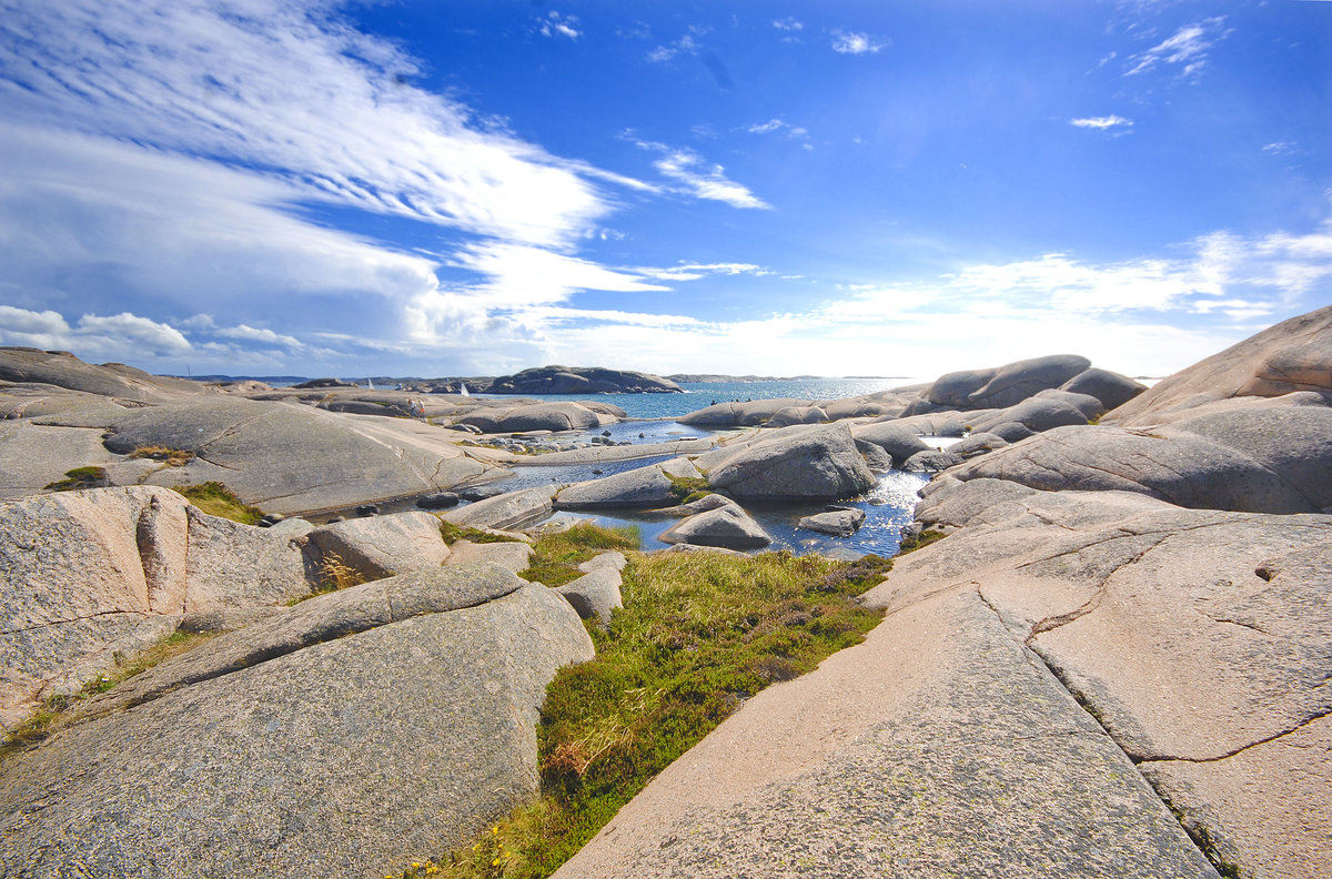 Hållö Tångar westlich von Mögen an der Bohusläner Schärenküste in Schweden. Aufnahme: 2. August 2017.