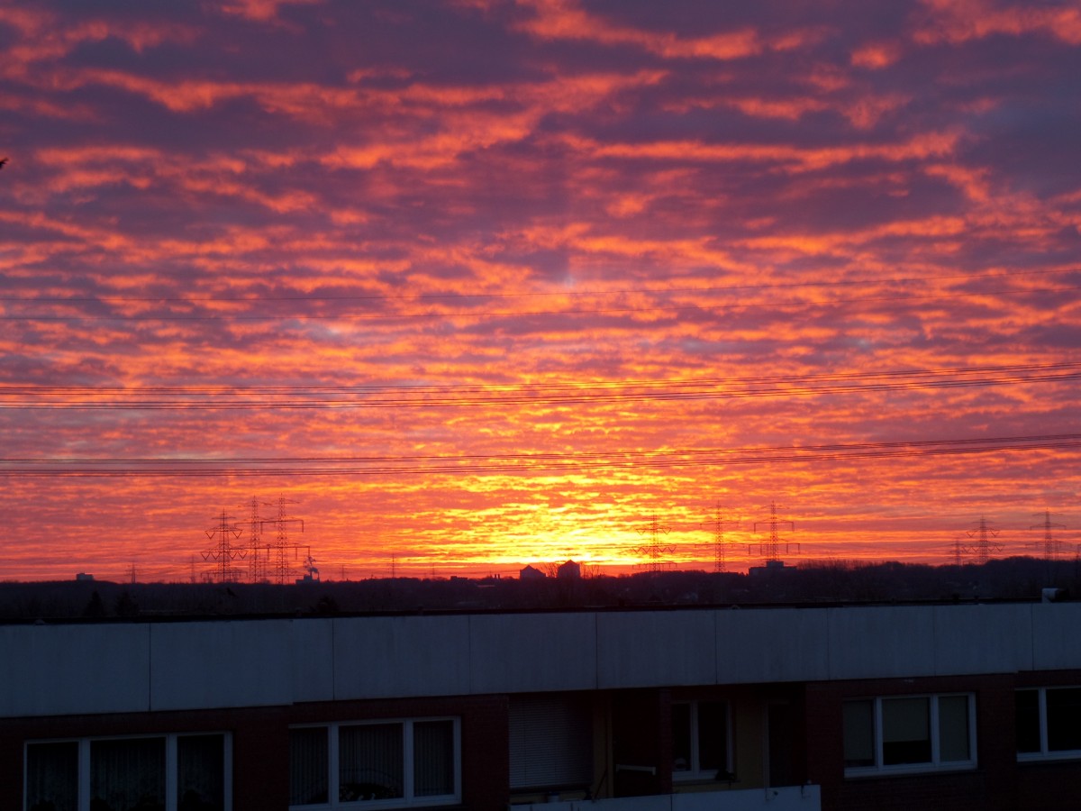 Hamburg am 31.12.2013: Sonnenaufgang um 8:30 Uhr