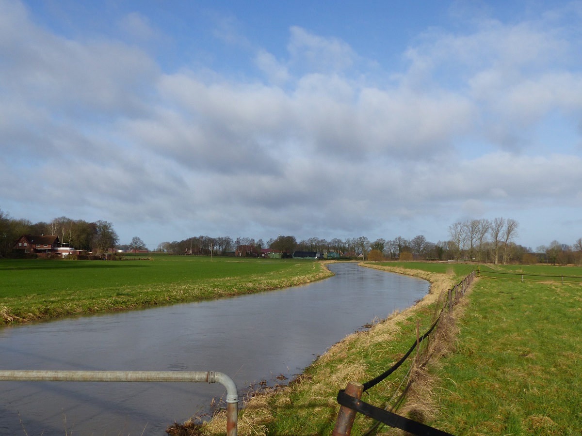 Hochwasser der Vechte im Vollenbrook bei Wettringen, 07.02.2022