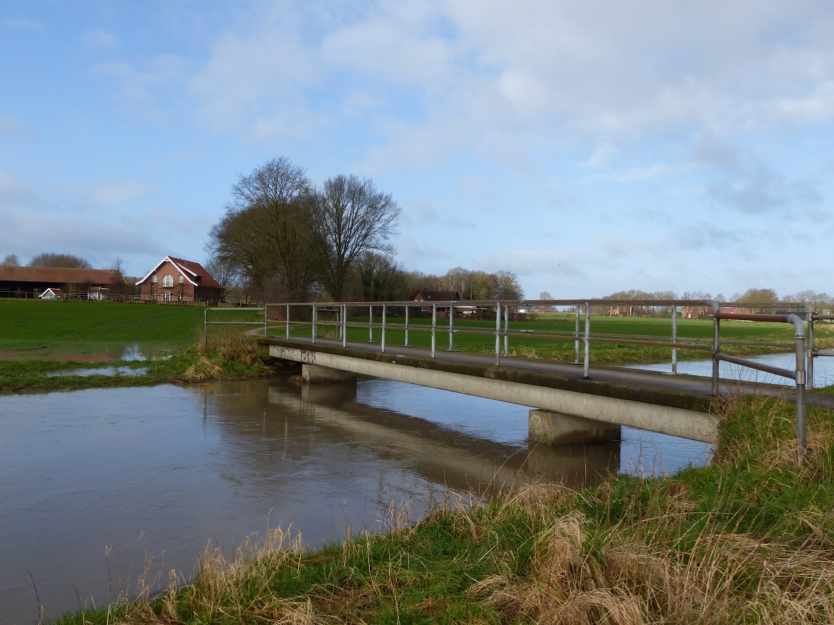 Hochwasser der Vechte im Vollenbrook bei Wettringen, 07.02.2022