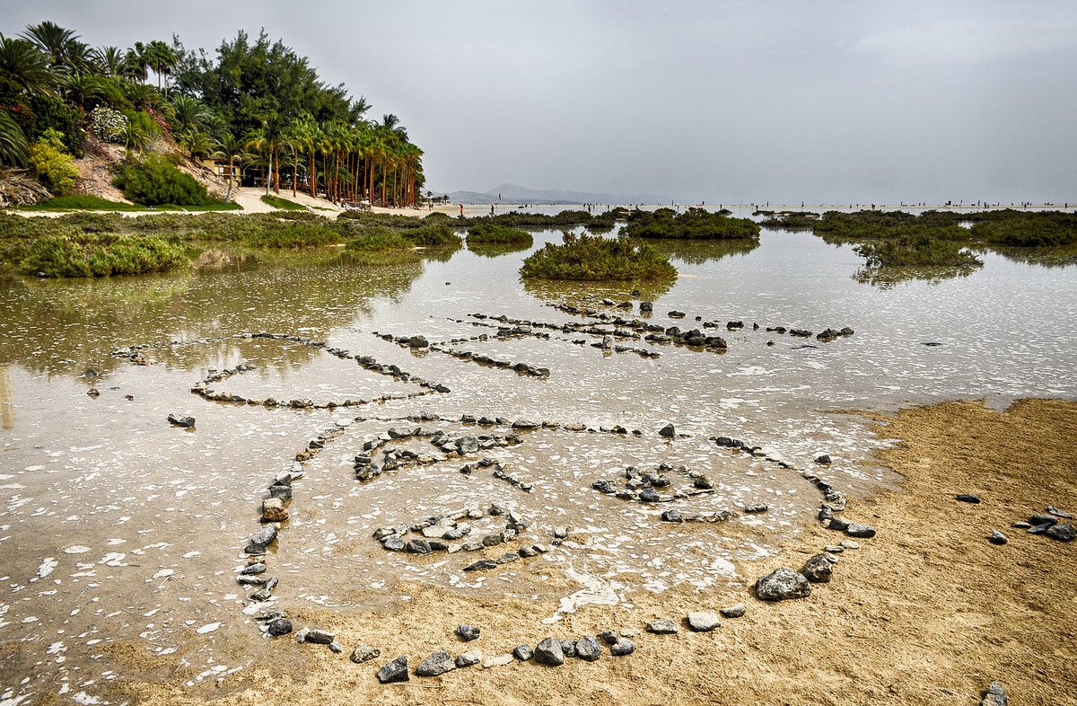 In der Lagune Sotavento südlich von Costa Calma auf der Insel Fuerteventura in Spanien. Aufnahme: 15. Oktober 2017.