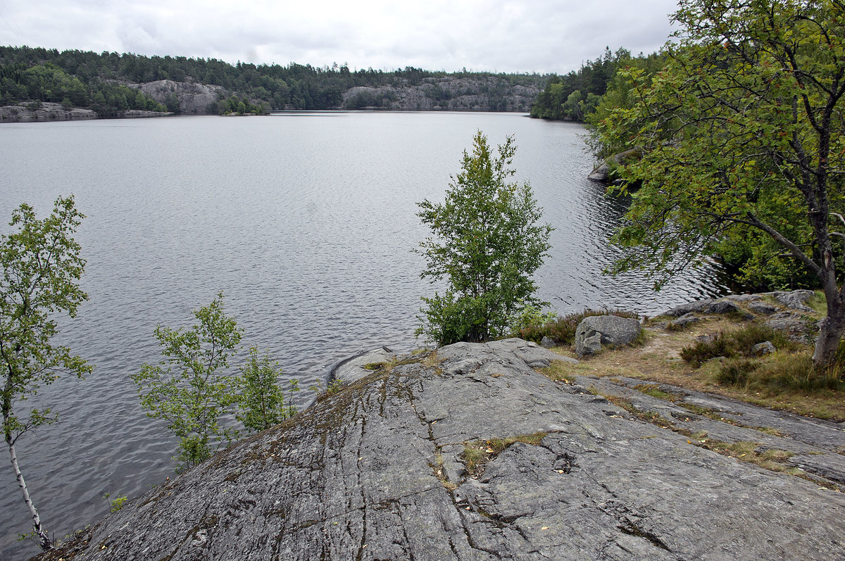 Kalltorpsjön südöstlich von Stockholm. Der See liegt im Naturschutzgebiet Nackareservatet
Aufnahme: 26. Juli 2017.