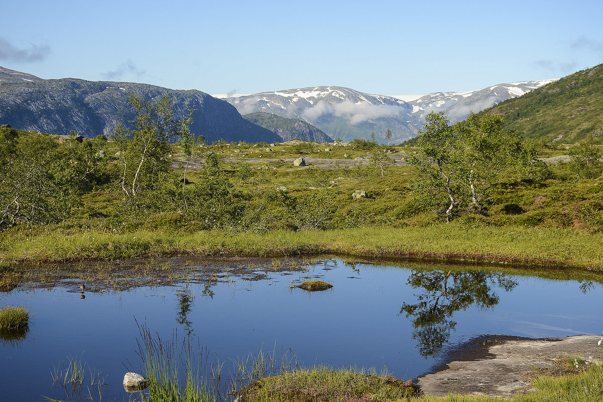 Kleiner See oberhalb Ringedalsvatnet in Hardanger - Norwegen. Aufnahme: 8. Juli 2018.