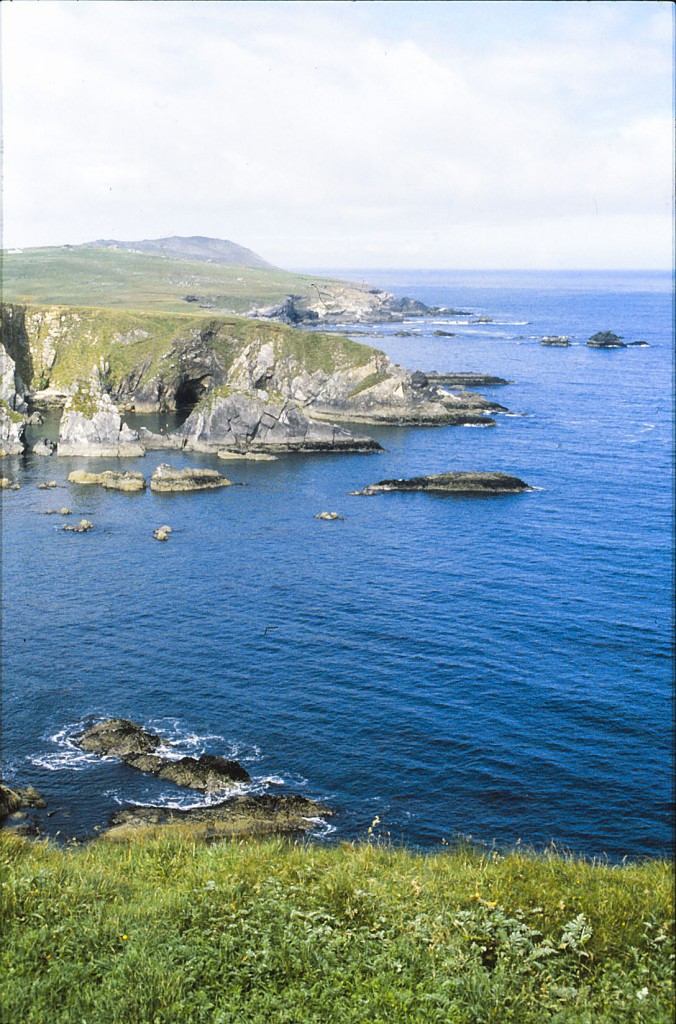 Küstenabschnitt an der Dingle-Halbinsel. Aufnahme: Juli 1991 (eingescanntes Dia).