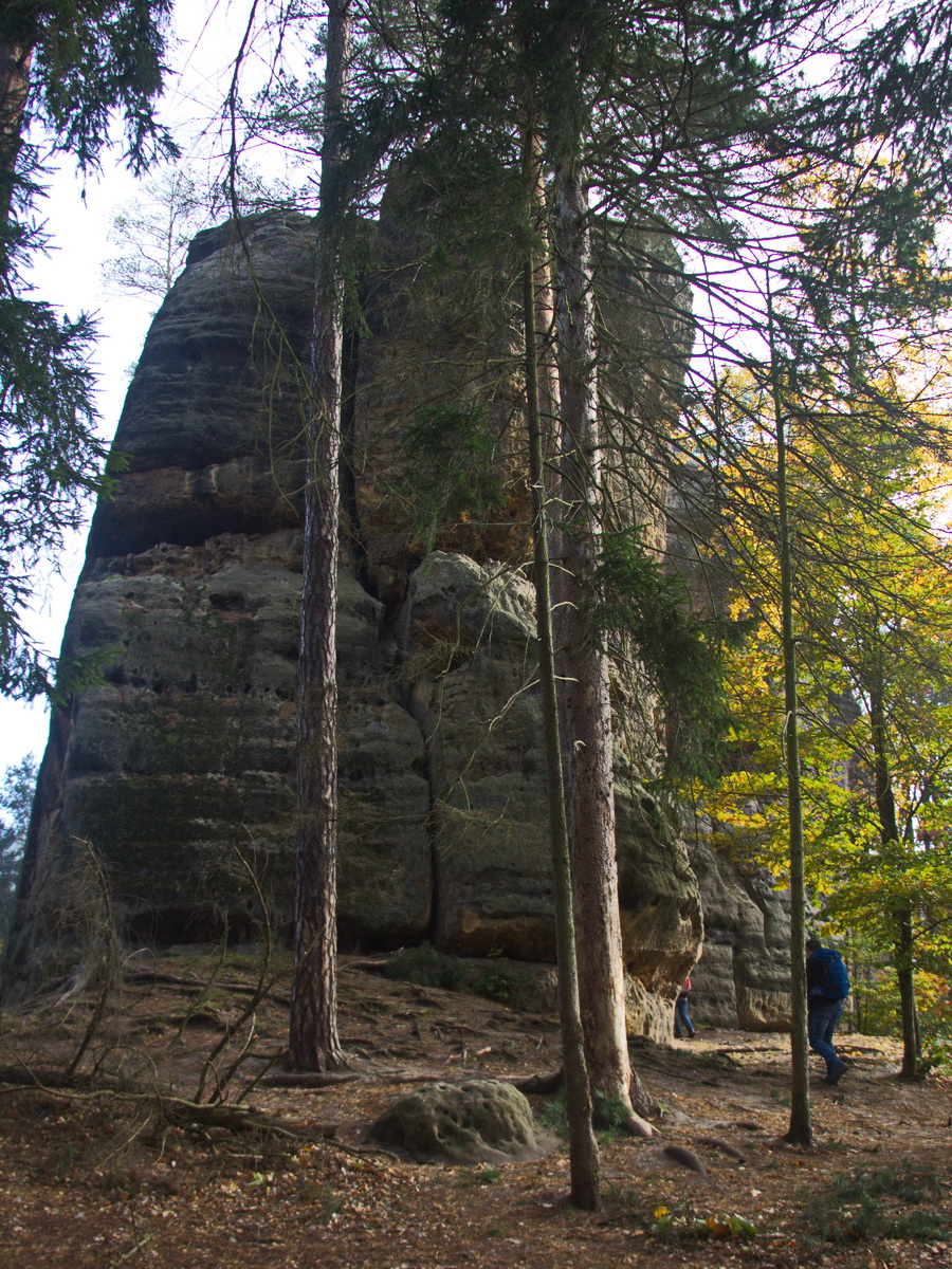 Kurz vor dem Ziel zu Felsenburg Falkenstein am 24. Oktober 2021 im Gebiet Jetrichovice u Decína.