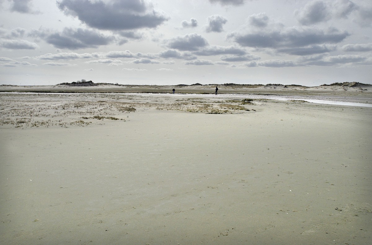 Landschaft an der Wanderweg zur Ostspitze von Norderney durch eine endlos erscheinende Welt aus Dünen. Aufnahme: März 2008.