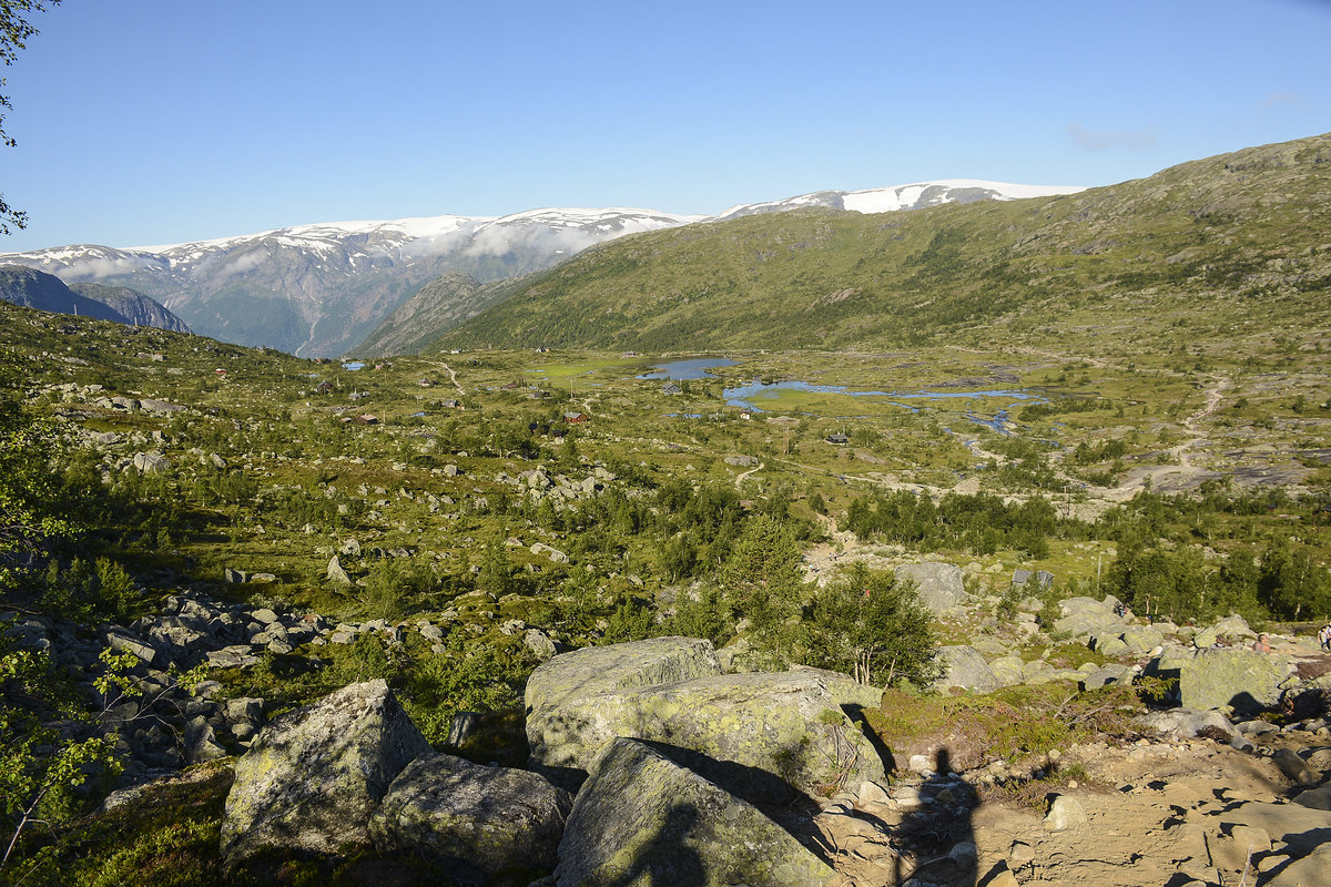 Landschaft nordöstlich von Skjeggedal (Norwegen). Aufnahme: 8. Juli 2018.