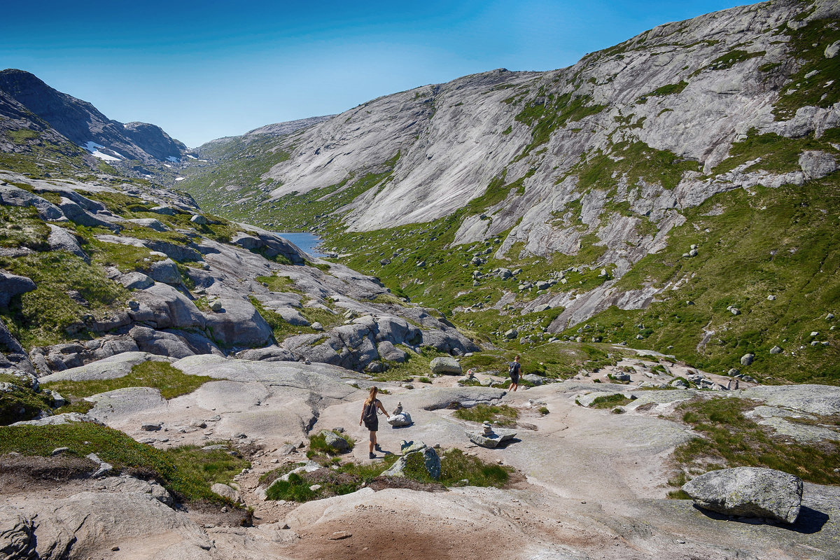 
Landschaft südlich der Lysefjord im norwegischen Rogaland. Aufnhame: 4. Juli 2018.