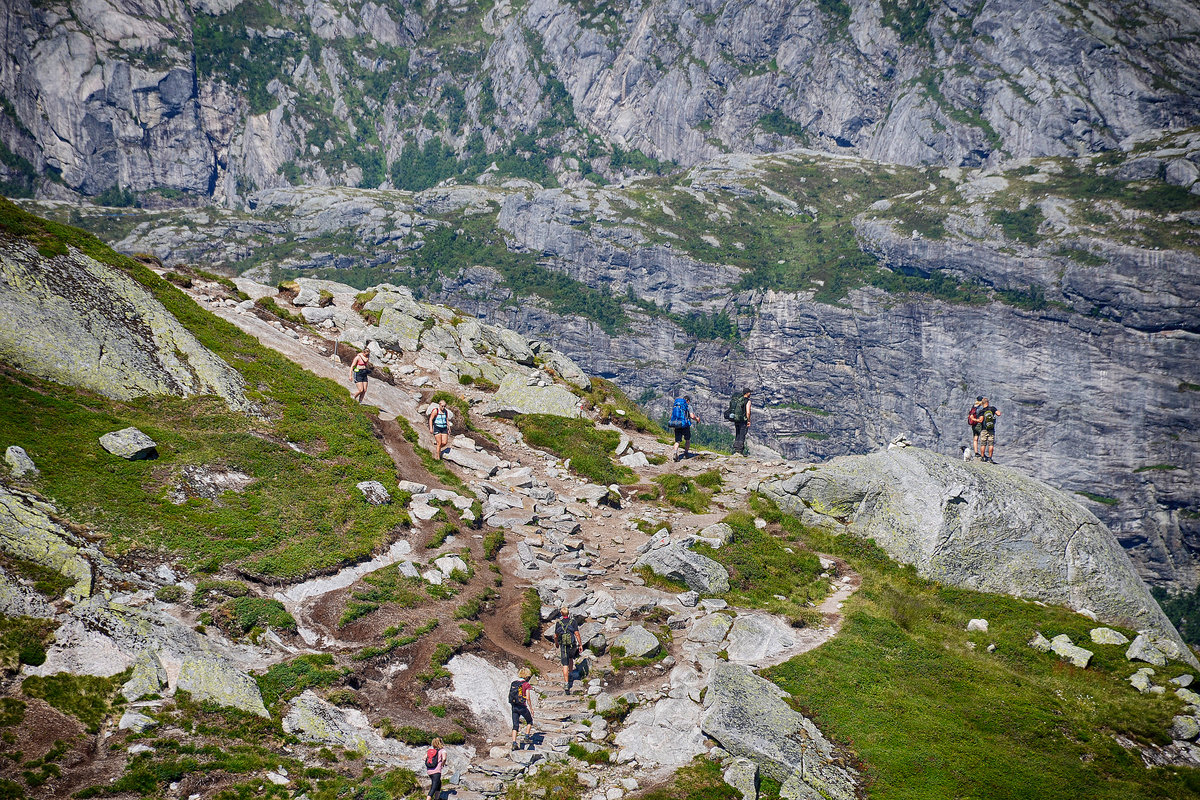 
Landschaft südlich der Lysefjord im norwegischen Rogaland. Aufnhame: 4. Juli 2018.