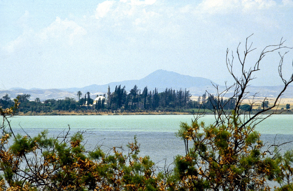 Larnaca Salt Lake auf Zypern. Bild vom Dia. Aufnahme: April 1995.