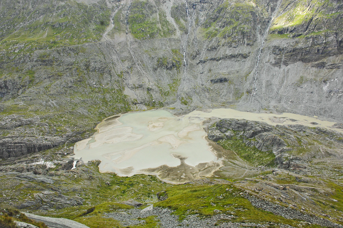 Margaritzenstausee vom Glocknerhaus aus gesehen. Aufnahme: 6. August 2016.