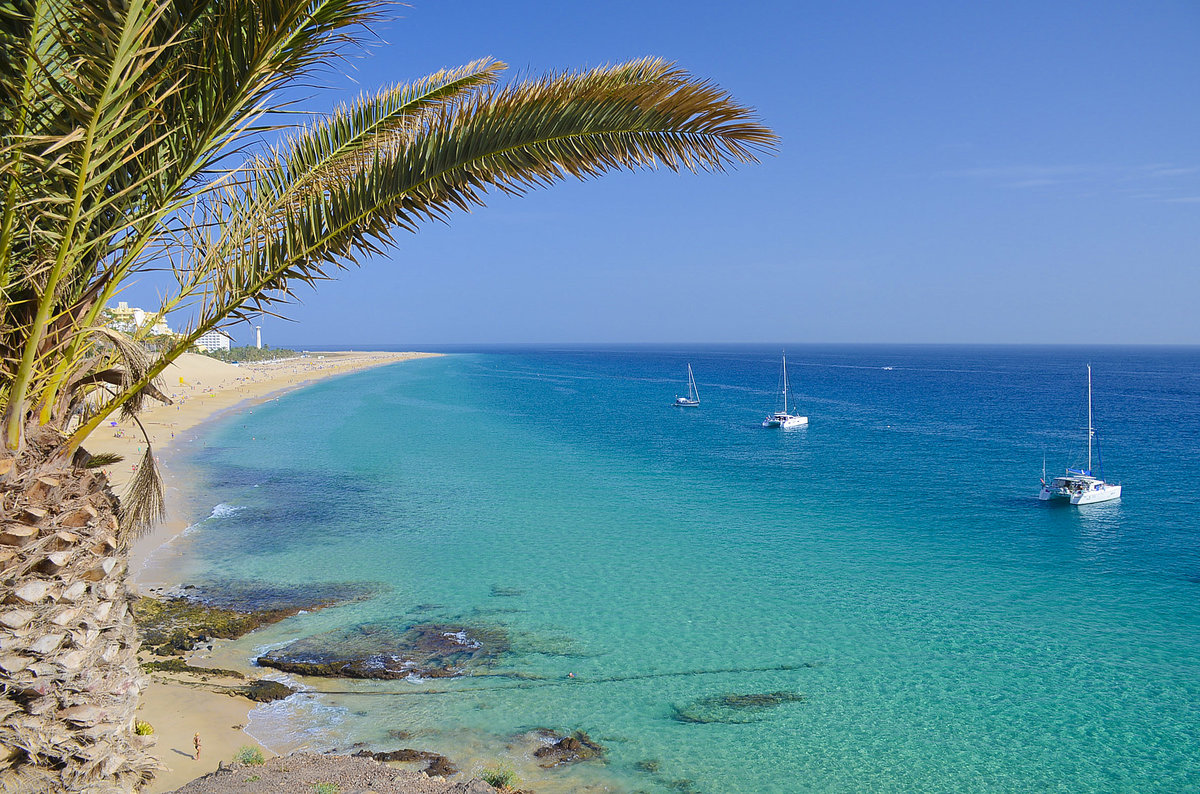 Meerblick von Morro Jable auf der Insel Fuerteventura in Spanien. Aufnahme: 17. Oktober 2017.