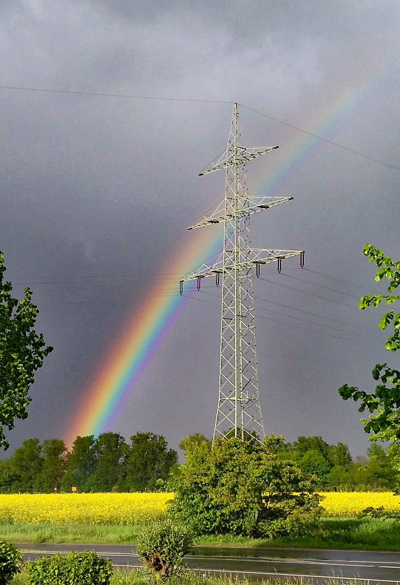 Nach Regen kommt Sonne und dazwischen ein Regenbogen, Odendorf 30.04.2018