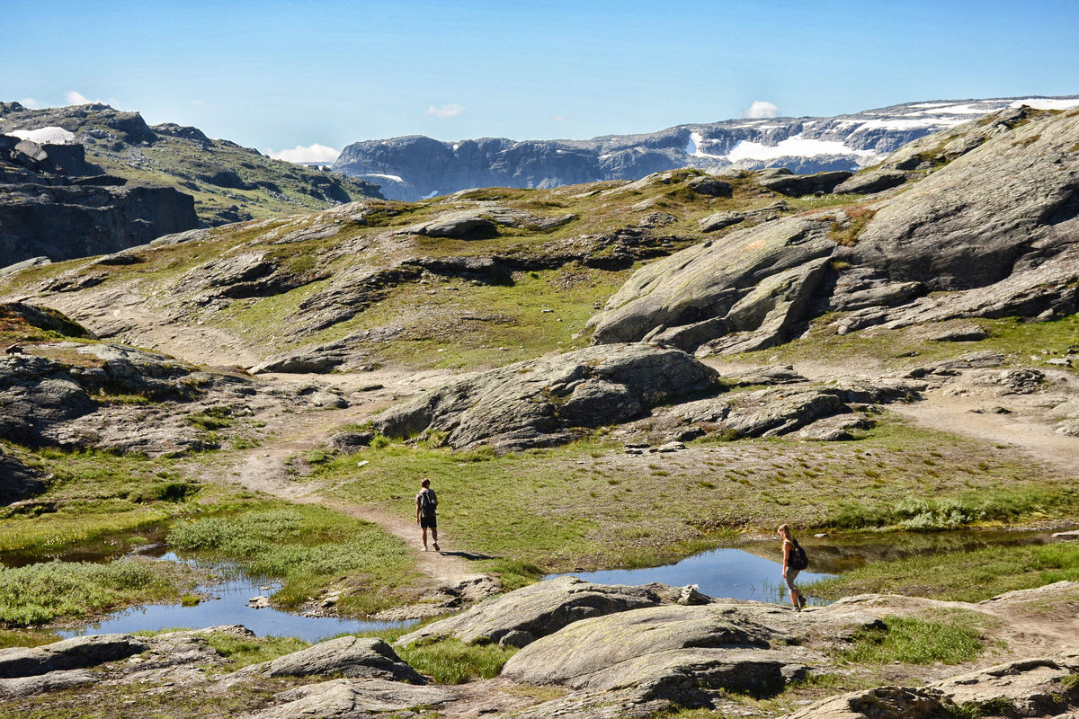 Norwegen - Bergandschaft zwischen Skjeggedal und Trolltunga. Aufnhanme: 8. Juli 2018.