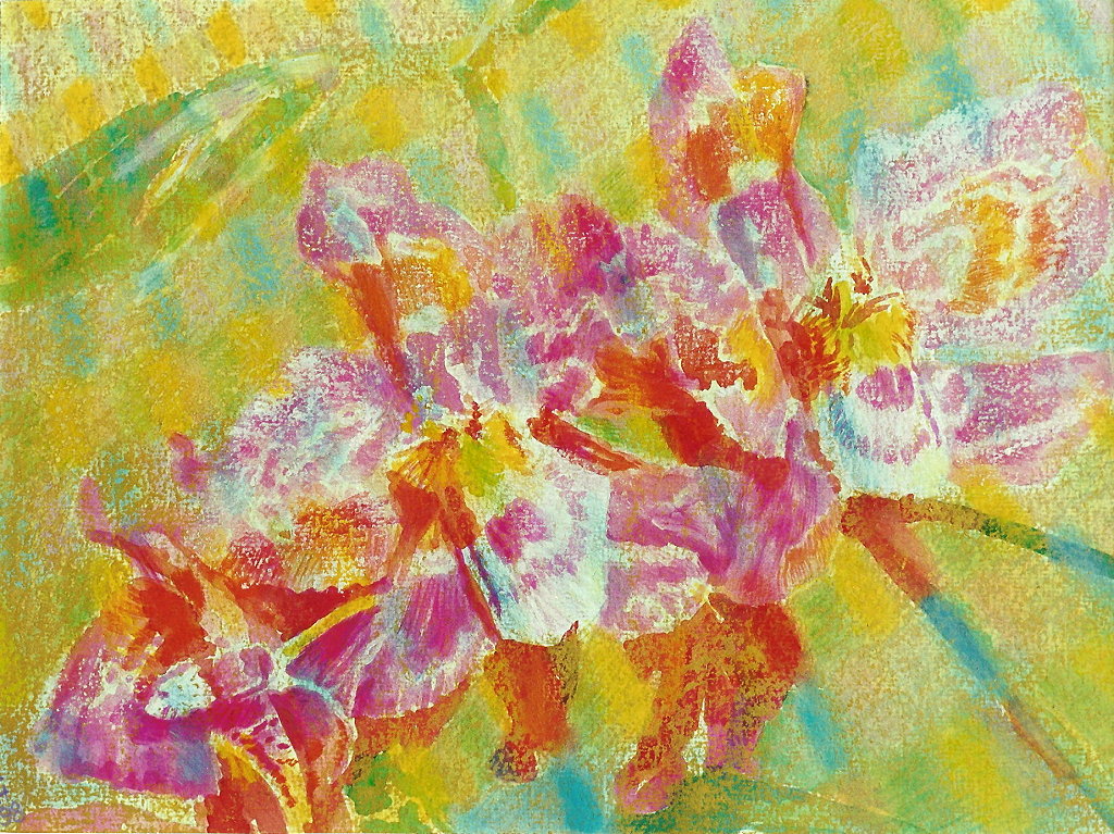  Orchideenzungen , Öl, Aquarell, Pastell auf Karton, 1998, 50 x 64 cm; Saarland