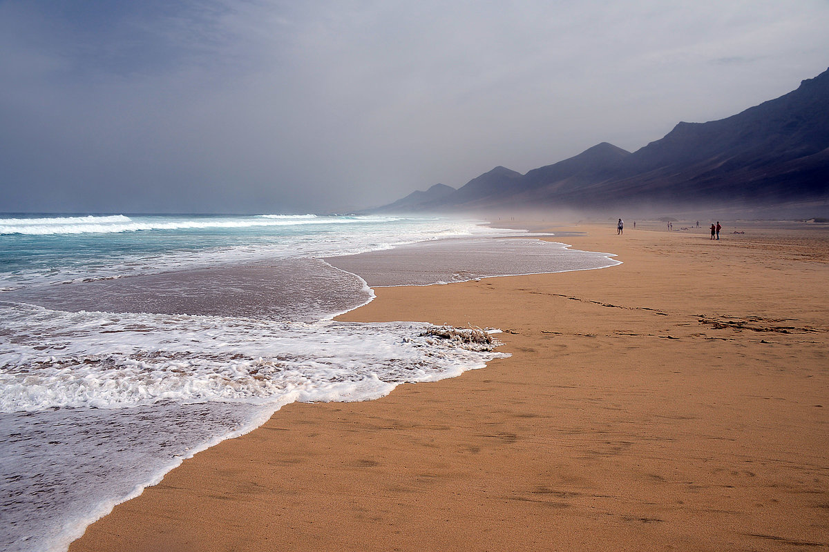 Playa de Cofete auf der Insel Fuerteventura in Spanien. Aufnahme: 17. Oktober 2017.