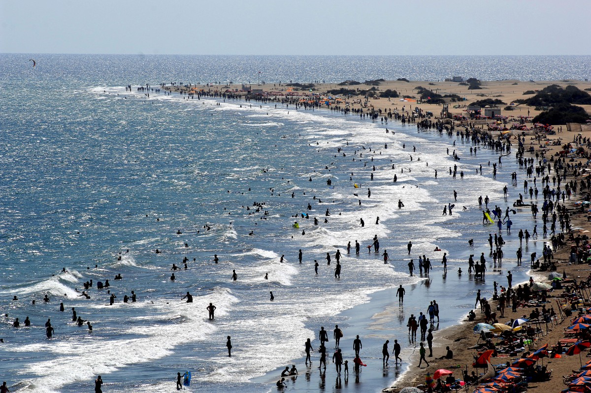 Playa del Ingles auf Gran Canaria. Aufnahme: Oktober 2009.