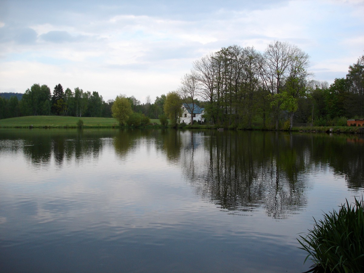 Schsisches Vogtland, Abendstimmung am Brenteich, Mai 2007