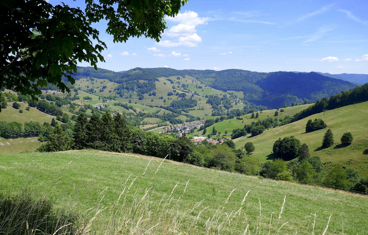 Schwarzwald, Blick vom Wiedener Eck, einem 1035m hohen Passübergang, ins Wiedener Tal, Juli 2022