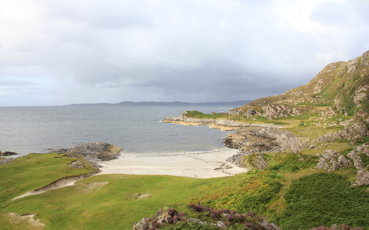 Smirisary Beach bei typisch schottischen Sommer am 18.08.2019. 