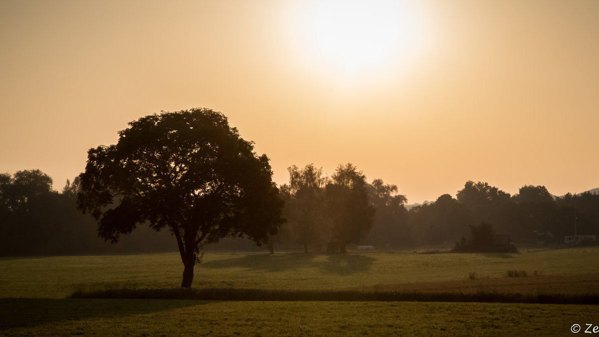 Sonnenaufgang am 17.07.2015 über den Feldern bei Weingarten/Berg.