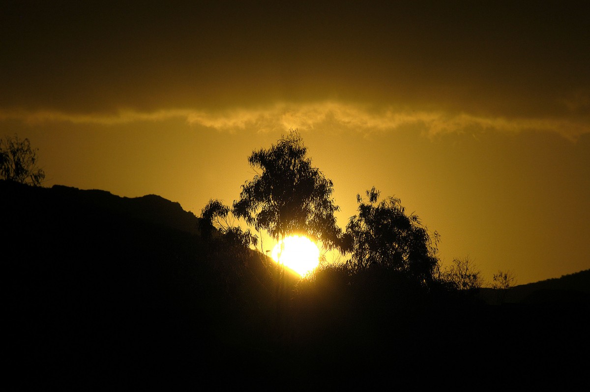 Sonnenaufgang in Playa de las Américas auf Teneriffa. Aufnahme: Oktober 2008.