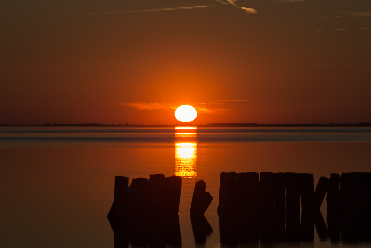 Sonnenuntergang am Stettiner Haff. - 12.03.2014