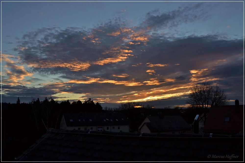Sonnenuntergang in Mittelfranken am 6. Januar 2014.