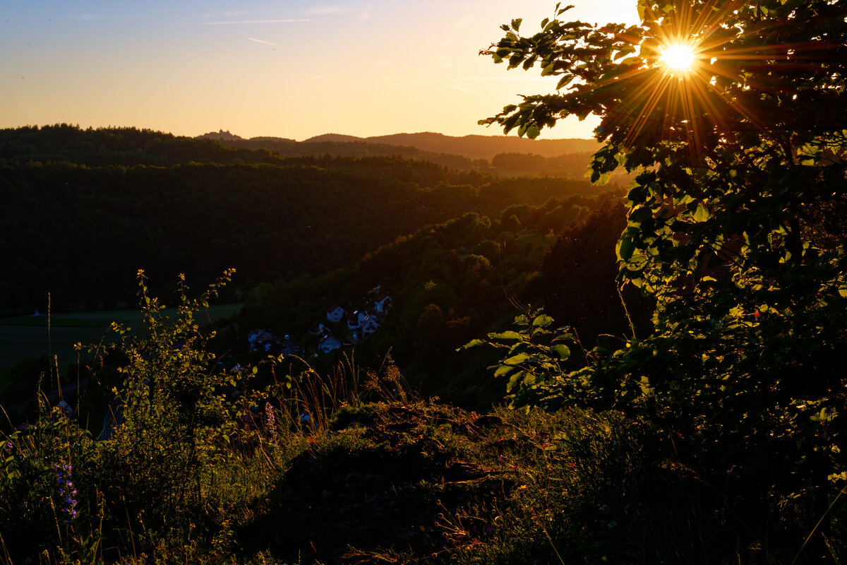 Sonnenuntergang im Pegnitztal bei Vorra, 14.06.2021