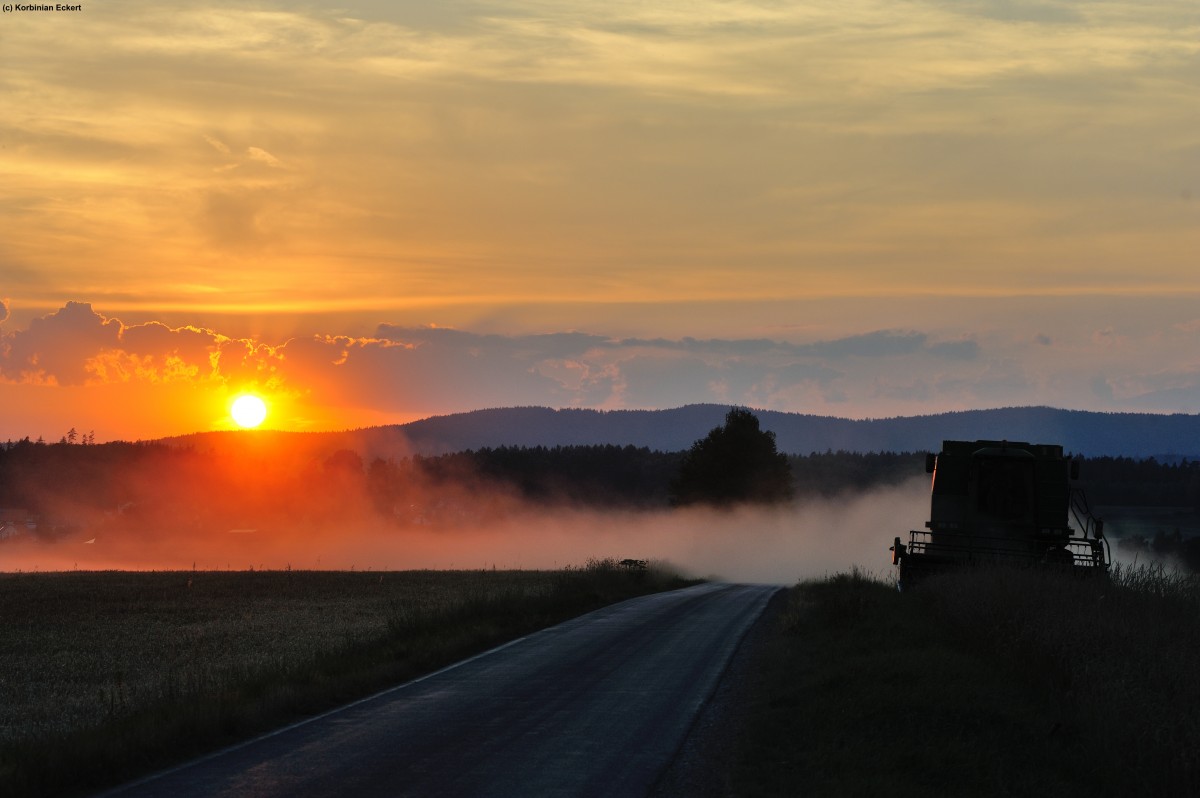 Sonnenuntergang zur Erntezeit; Josephshof, 07.08.2015