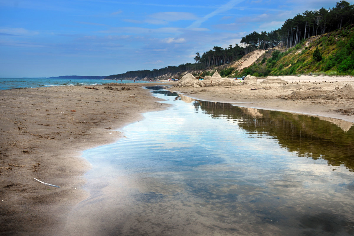 Strand vor Orzechowo (Freihow) an der polnischen Ostseeküste. Aufnahme: 21. August 2020.