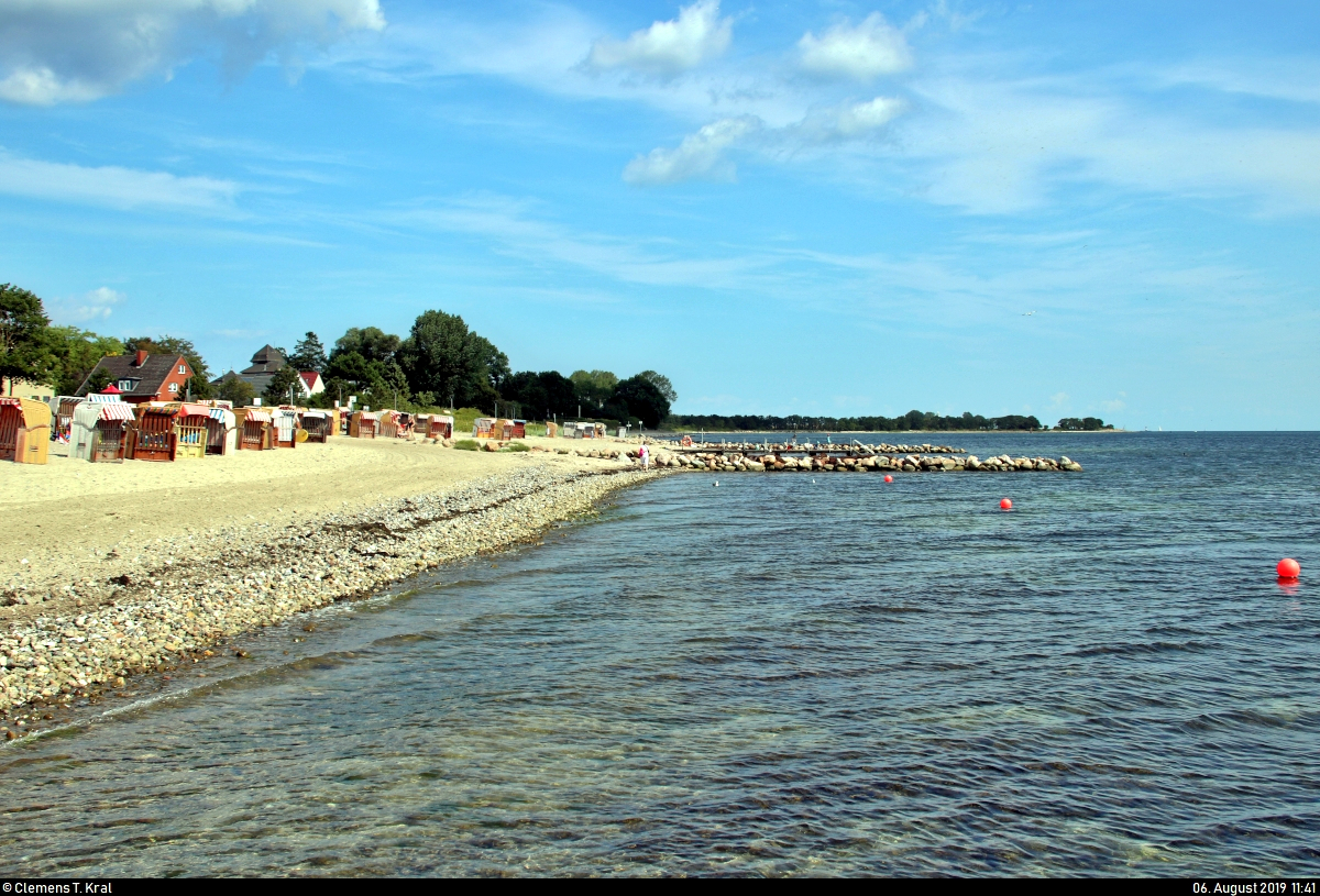 Strandblick an der Ostsee in Strande (Kreis Rendsburg-Eckernförde) in nördlicher Richtung.
[6.8.2019 | 11:41 Uhr]