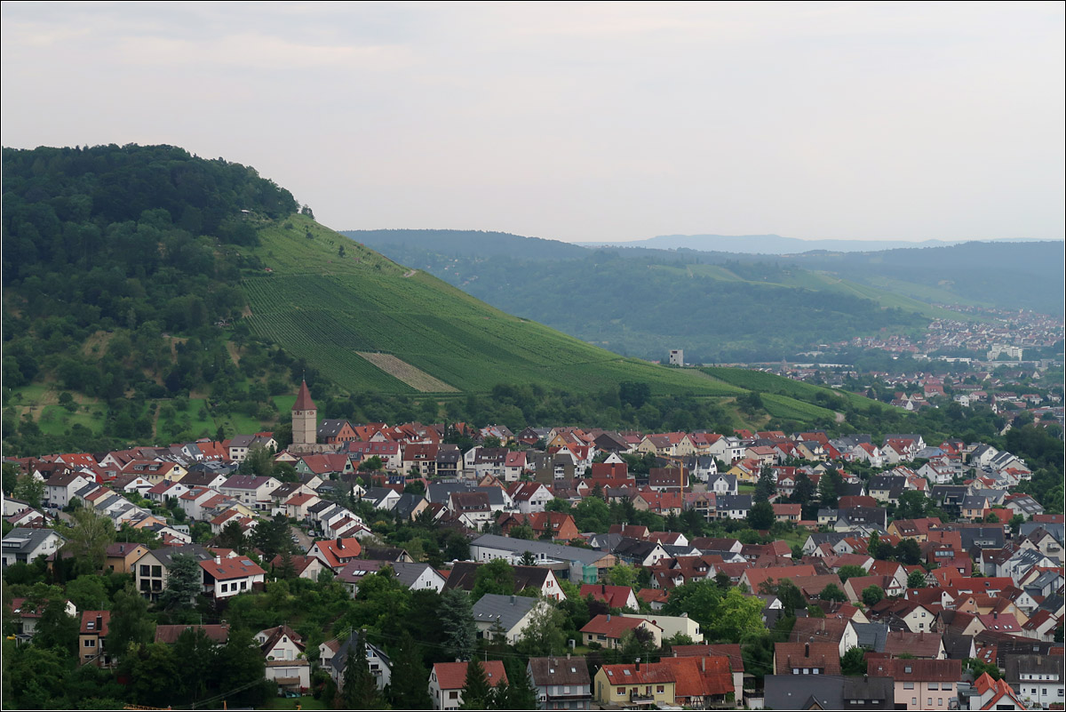 Über dem Remstal -

Ein weiterer Blick hinab nach Korb-Steinreichach mit seinem Kirchturm. Darüber der Kleinheppacher Kopf. Korb-Kleinheppach ist dann in der Mitte rechts erkennbar und weiter hinten auf der anderen Seite der Rems Weinstadt-Beutelsbach.

24.07.2021 (M)