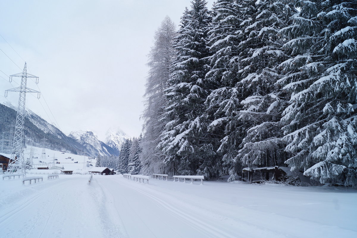 Winterlandschaft bei Sankt Jakob am Arlberg, 16.12.2018.