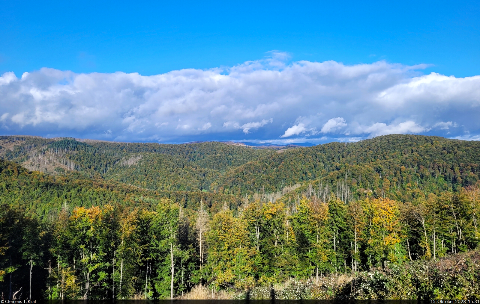 Harz-Blick mit Wolkenband, das sich verzieht, irgendwo zwischen Bad Lauterberg und dem Großen Knollen.

🕓 15.10.2023 | 15:31 Uhr