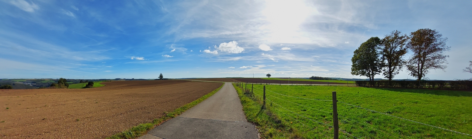 Panoramaaufnahme auf der Anhöhe nahe Alscheid in Richtung Süden. 15.10.2023