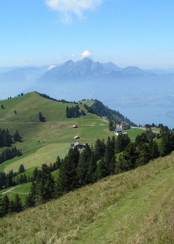 Aussicht von Rigi Kulm auf Rigi Staffel und den Vierwaldstttersee am 04.08.07.