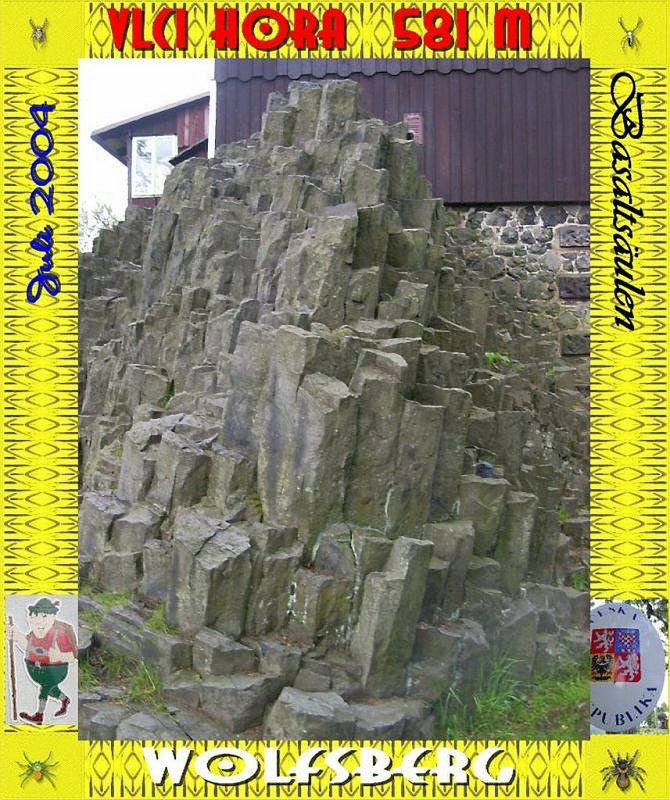 Basaltsulen auf dem Gipfel des Wolfsberges, Nordbhmen CZ. Aufnahme vom Sommer 2004