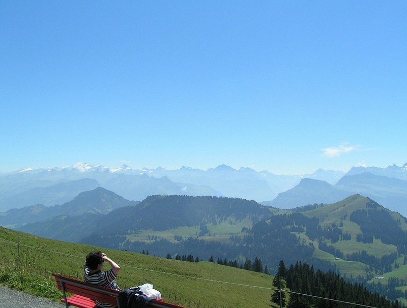 Bei diesem Wetter kann man die herrliche Aussicht nur genieen.   Rigi Kulm 04.08.07