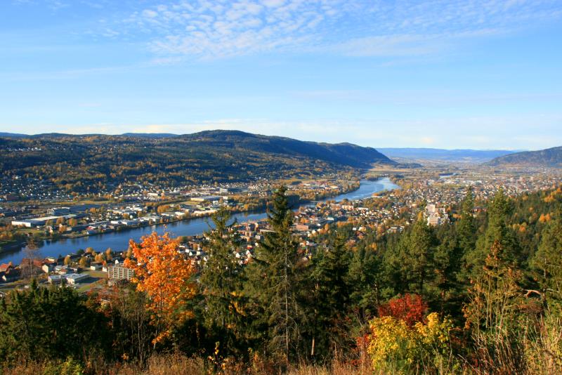 Blick auf Drammen und den Darammenelv; 18.10.2009