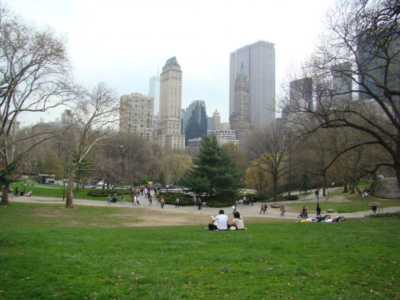 Blick auf Sheep Meadow im Central Park. Aufgenommen am 12.04.08