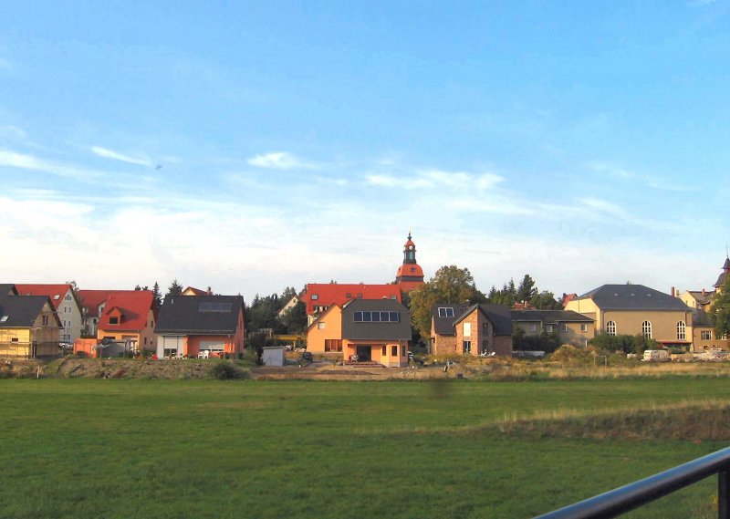 Blick aus dem Aussichtswagen der Schmalspurbahn Radebeul-Moritzburg (-Radeberg)