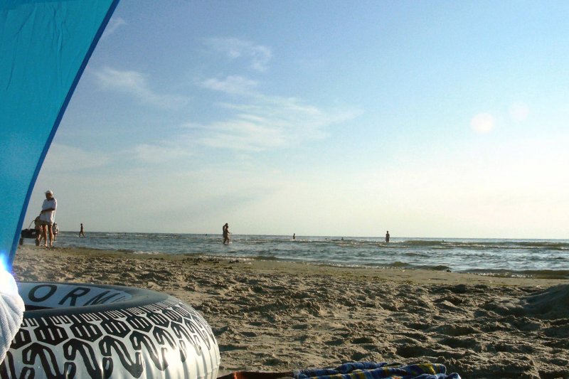 Blick aus der Strandmuschel auf die Nordsee, St. Peter-Ording 2003