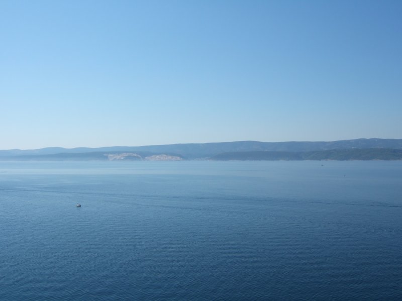 Blick vom Ferienhaus in Stanici zur Insel Brac