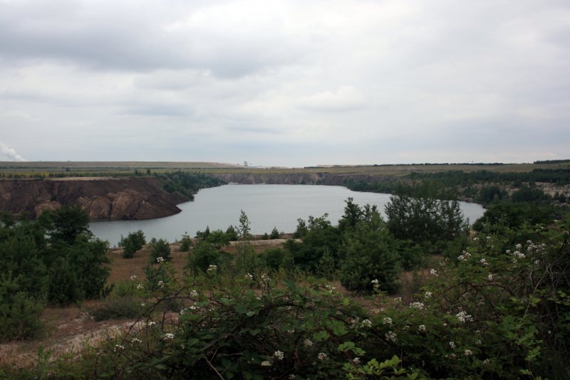 Blick ber den Klinger See (Nordteil), Gemeinde Wiesengrund, Teilsee der zuknftigen Cottbuser Ostsee, 29.06.2009 