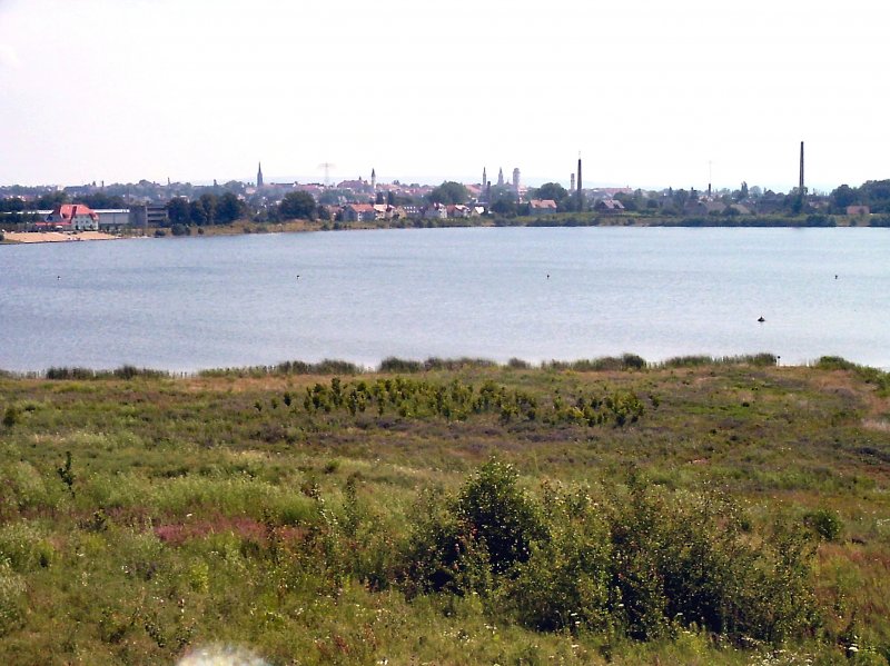 Blick ber den Olbersdorder See nach Zittau, Sommer 2004