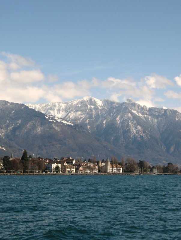 Blick ber den See auf das Stdtchen La Tour-de-Peilz.
(27.03.2008)